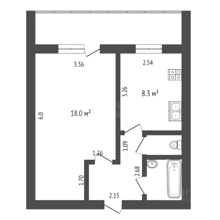 1-к кв. Тюменская область, Тюмень Орловская ул., 35 (35.0 м) - Фото 0