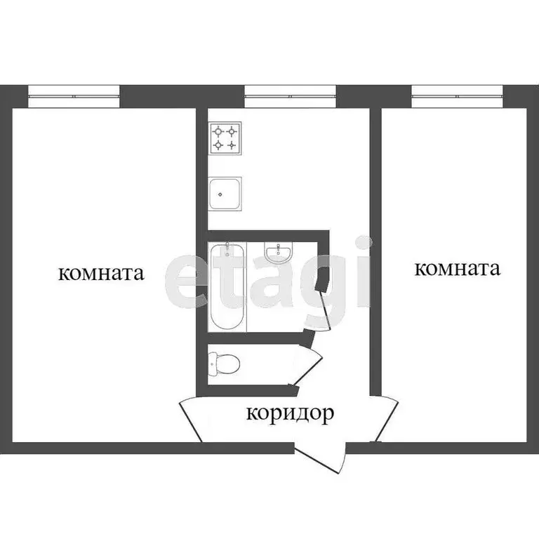 2-комнатная квартира: Тобольск, улица Знаменского, 62А (43.6 м) - Фото 0