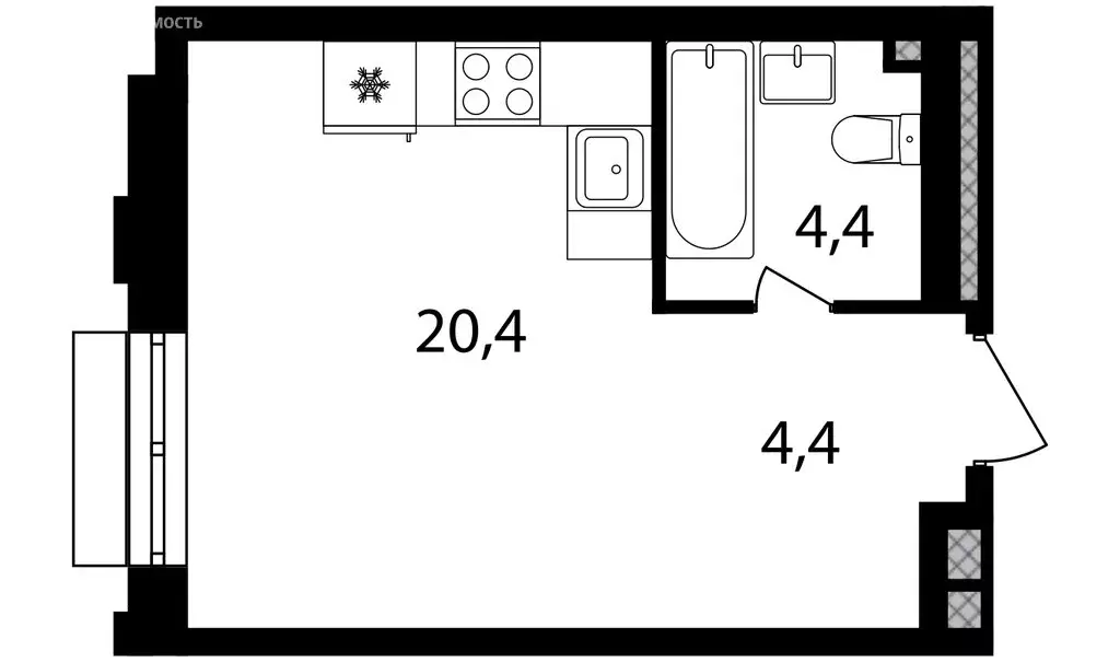 квартира-студия: москва, михалковская улица, 48с7 (29.2 м) - Фото 0