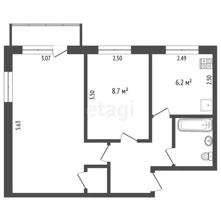 2-комнатная квартира: Омск, 6-я Станционная улица, 35 (43 м) - Фото 0