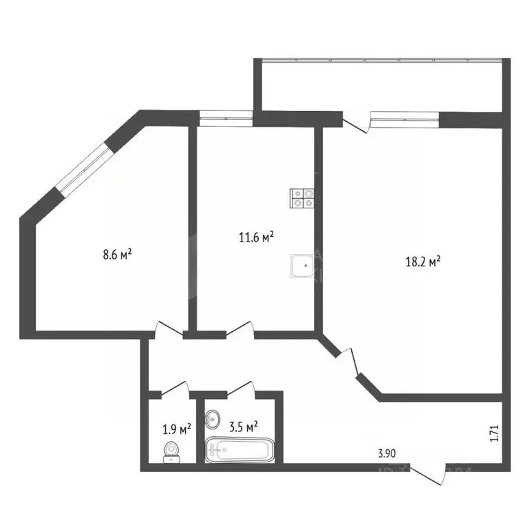 2-к кв. Тюменская область, Тюмень ул. Станислава Карнацевича, 5 (53.9 ... - Фото 2
