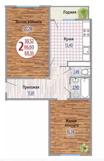 2-к кв. Адыгея, Тахтамукайский район, Яблоновский пгт Шоссейная ул., ... - Фото 2