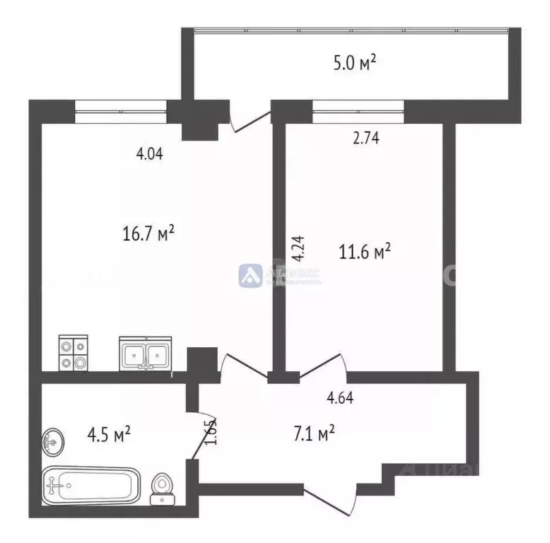 1-к кв. Тюменская область, Тюмень ул. Константина Посьета, 4 (41.5 м) - Фото 1