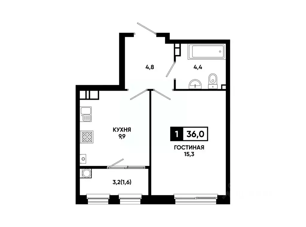 1-к кв. Ставропольский край, Ставрополь ул. Доваторцев, 179Гк1 (36.0 ... - Фото 0