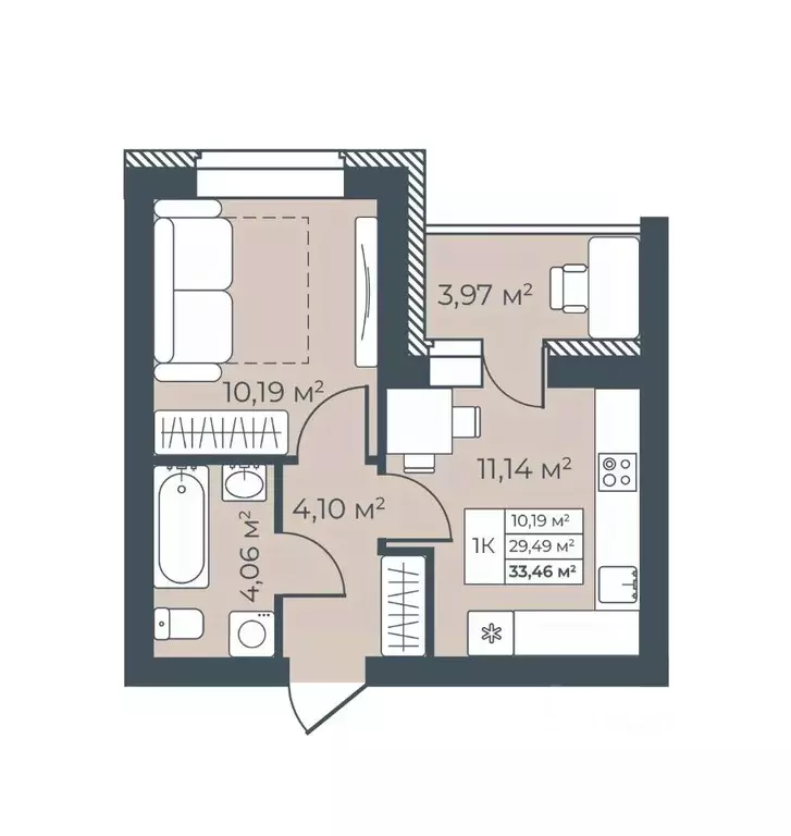 1-к кв. Воронежская область, Бобров  (33.46 м) - Фото 1