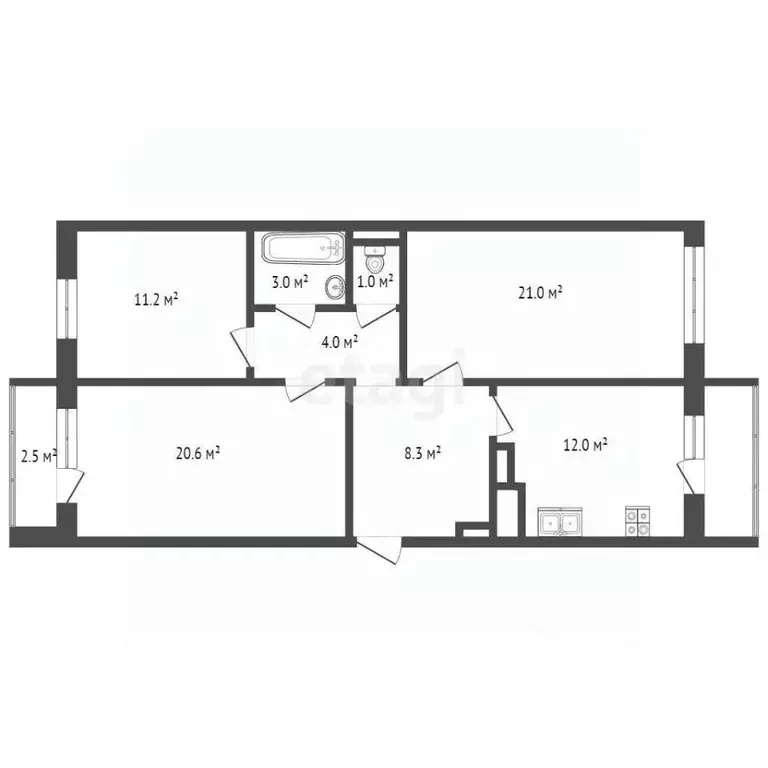 3-к кв. Костромская область, Кострома Линейная ул., 20 (79.4 м) - Фото 1