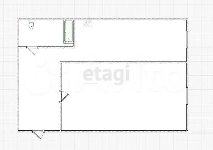 1-к. квартира, 31 м, 2/2 эт. - Фото 0