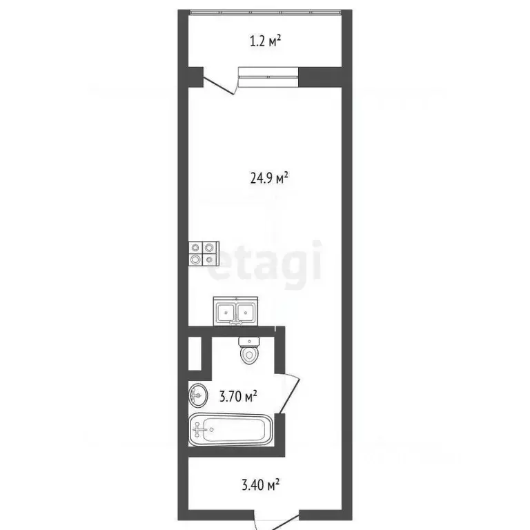 Студия Вологодская область, Вологда ул. Маршала Конева, 26 (24.3 м) - Фото 2