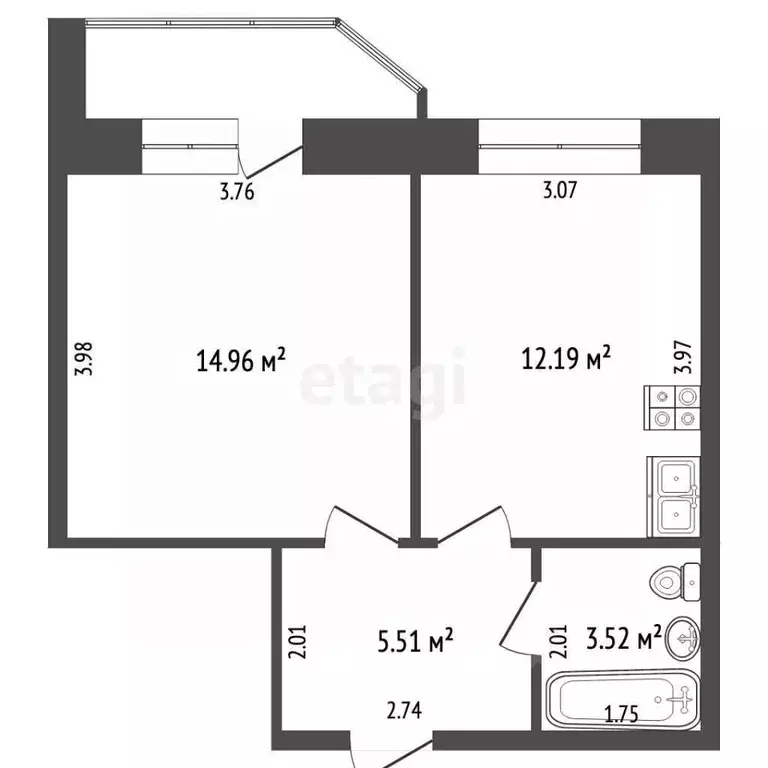 1-к кв. Вологодская область, Вологда ул. Гагарина, 80Ак4 (40.0 м) - Фото 2