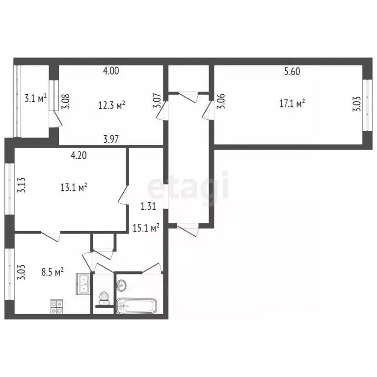 3-к кв. Санкт-Петербург ул. Джона Рида, 1К1 (72.0 м) - Фото 1