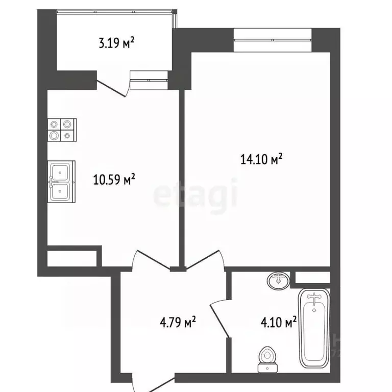 1-к кв. Архангельская область, Архангельск Таймырская ул., 4к1 (33.6 ... - Фото 1