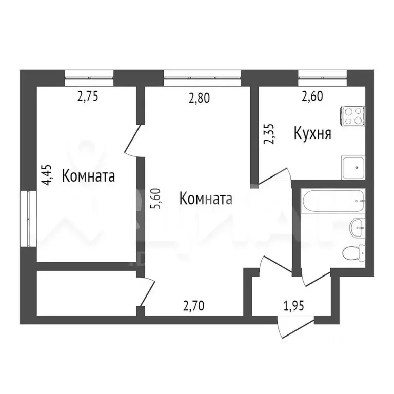 2-к кв. Татарстан, Казань ул. Халева, 3 (43.1 м) - Фото 1