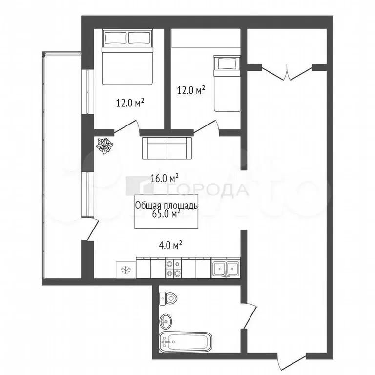 3-к. квартира, 65 м, 2/5 эт. - Фото 0