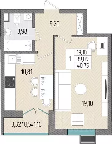 1-к кв. Краснодарский край, Темрюк Сады у моря жилой комплекс (40.75 ... - Фото 1