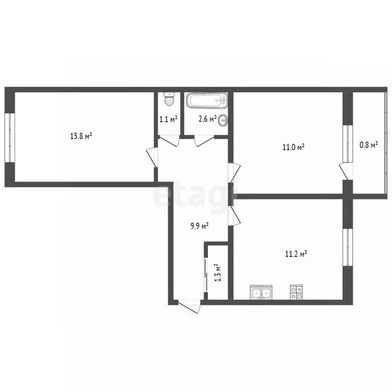 2-к кв. Омская область, Омск Моторная ул., 16/1 (52.9 м) - Фото 1