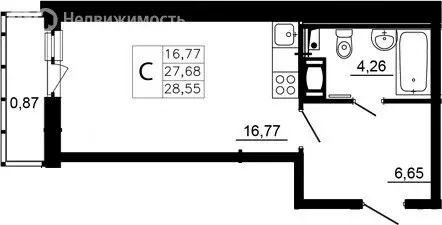 Квартира-студия: Янино-1, Заводская улица, 18к2 (22.55 м) - Фото 2