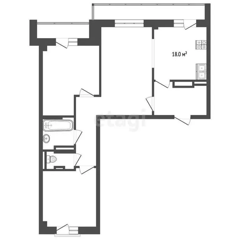 3-комнатная квартира: Челябинск, улица Университетская Набережная, 46 ... - Фото 1
