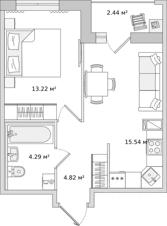 1-к кв. Ленинградская область, Всеволожский район, Свердловское ... - Фото 1