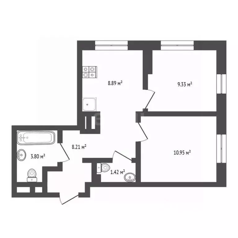 2-к кв. Тюменская область, Тюмень ул. Первооткрывателей, 10 (41.6 м) - Фото 2