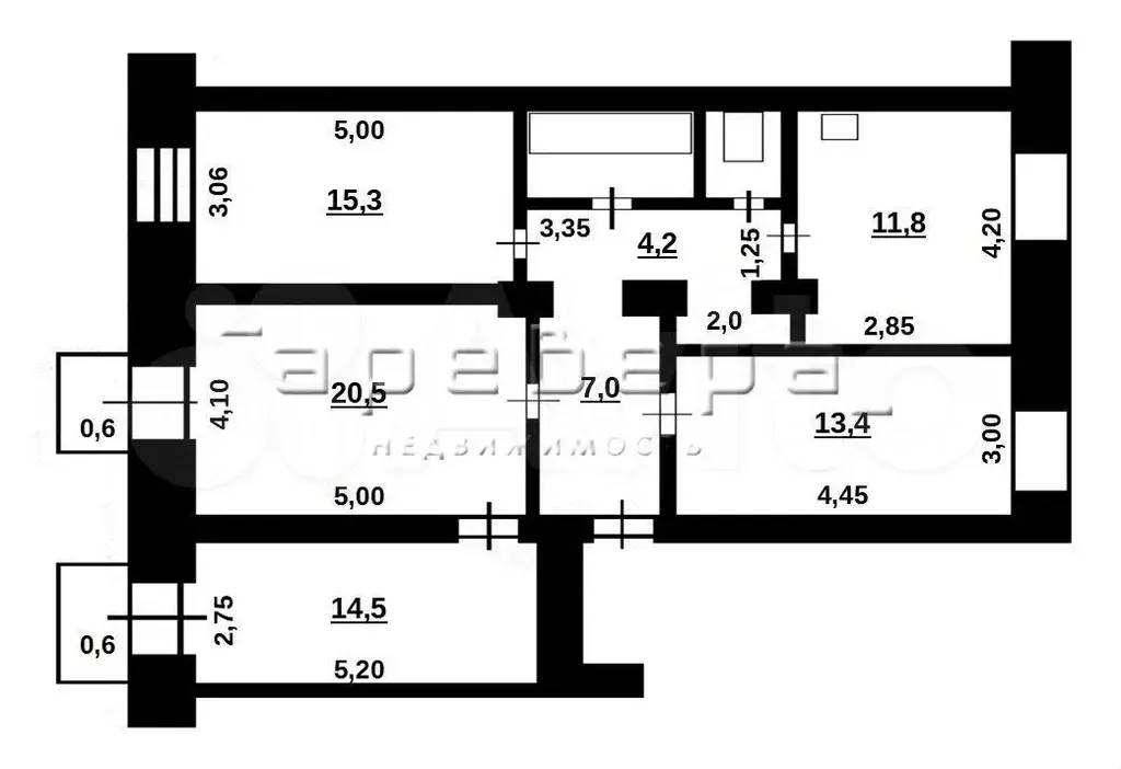 4-к. квартира, 95 м, 3/3 эт. - Фото 0