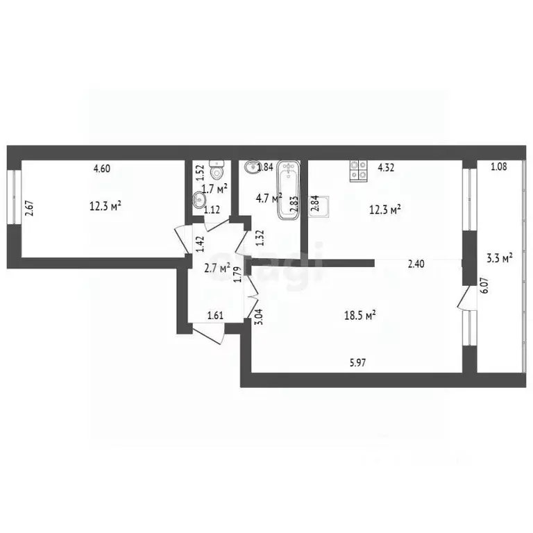 2-к кв. Забайкальский край, Чита Октябрьский мкр, 10 (53.7 м) - Фото 1