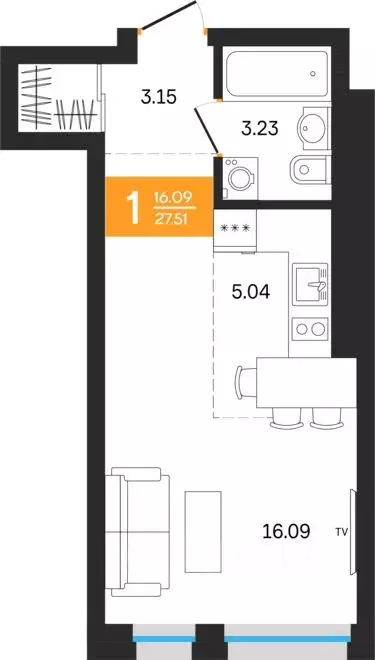 1-к кв. Башкортостан, Уфа ул. Нуриманова (27.51 м) - Фото 1
