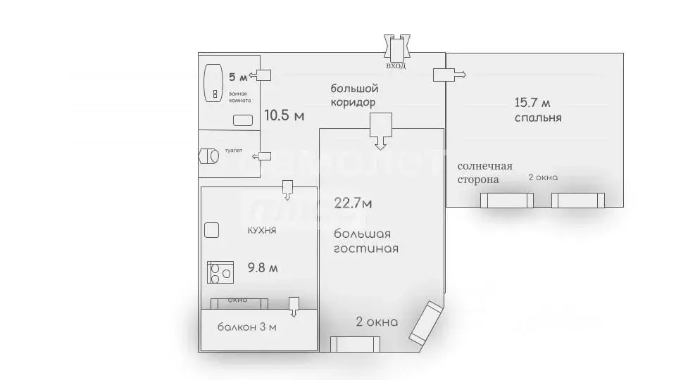 2-к кв. Санкт-Петербург ул. Политрука Пасечника, 10к2 (62.6 м) - Фото 1