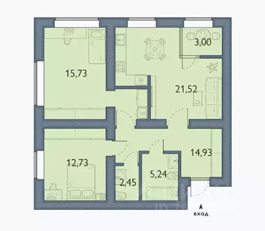 2-к кв. Брянская область, Брянский район, пос. Мичуринский, ... - Фото 1