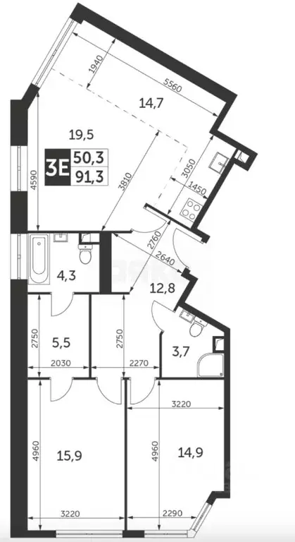 3-к кв. Москва ул. Академика Волгина, 2К2 (89.8 м) - Фото 1