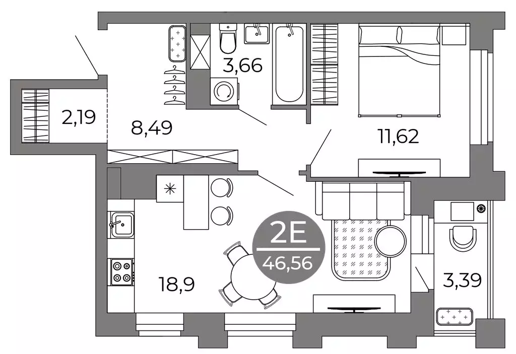 2-комнатная квартира: Воронеж, улица Кривошеина, 13/14 (46.56 м) - Фото 0