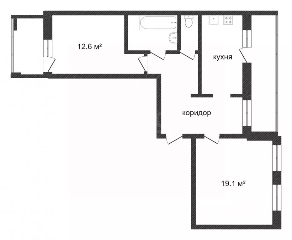 2-к кв. Тюменская область, Тобольск 7А мкр, 43А (60.7 м) - Фото 2