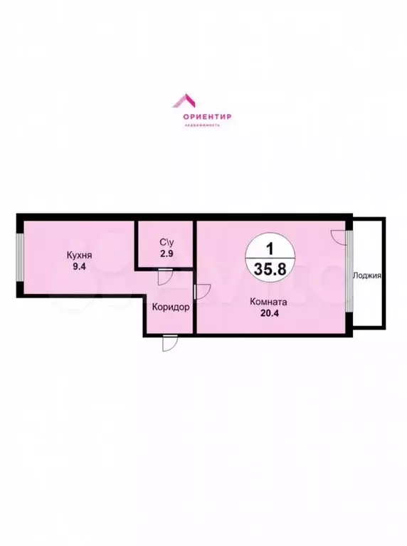 1-к. квартира, 35,8 м, 1/5 эт. - Фото 0