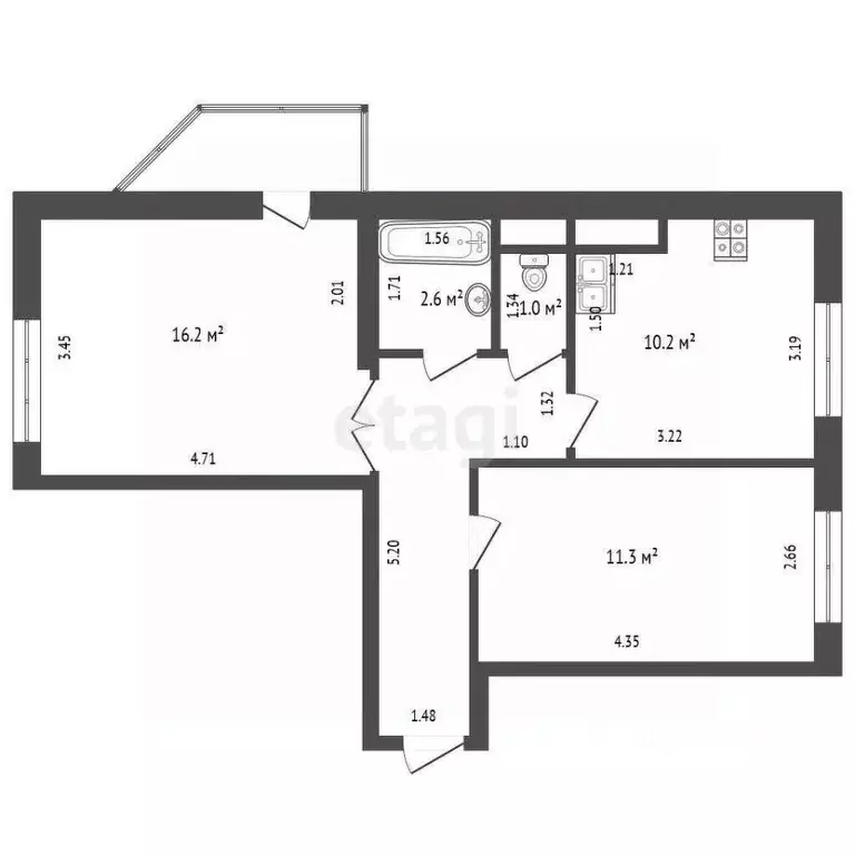 2-к кв. Тюменская область, Тюмень ул. Арктическая, 7к2 (50.2 м) - Фото 1