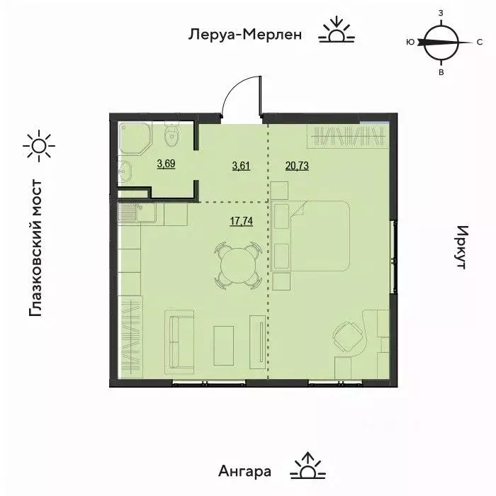 2-к кв. Иркутская область, Иркутск Затон кв-л, ул. Набережная Иркута, ... - Фото 0