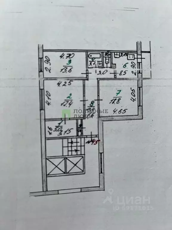 3-к кв. Орловская область, Мценск ул. Машиностроителей, 12 (82.0 м) - Фото 2