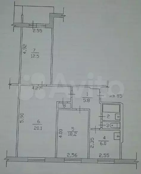 3-к. квартира, 60 м, 4/9 эт. - Фото 0