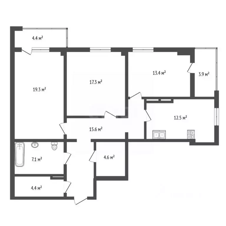 3-к кв. Крым, Симферополь ул. Трубаченко, 21 (102.5 м) - Фото 1