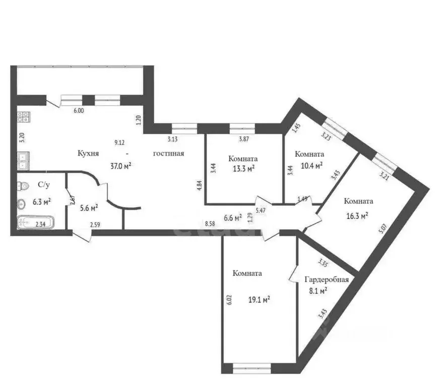 5-к кв. Тюменская область, Тюмень ул. Елизарова, 6 (126.0 м) - Фото 1