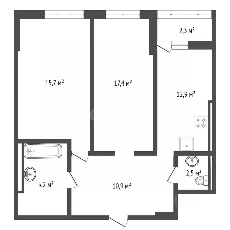 2-к кв. Башкортостан, Уфа Комсомольская ул., 15 (66.9 м) - Фото 1