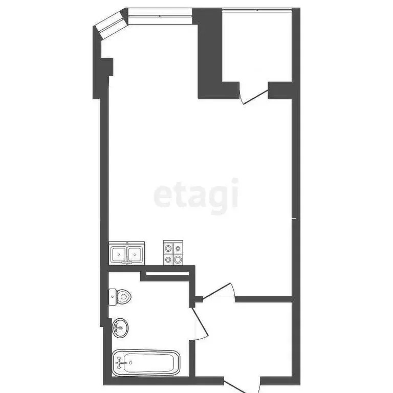 Квартира-студия: Абакан, улица Генерала Тихонова, 8 (30 м) - Фото 0