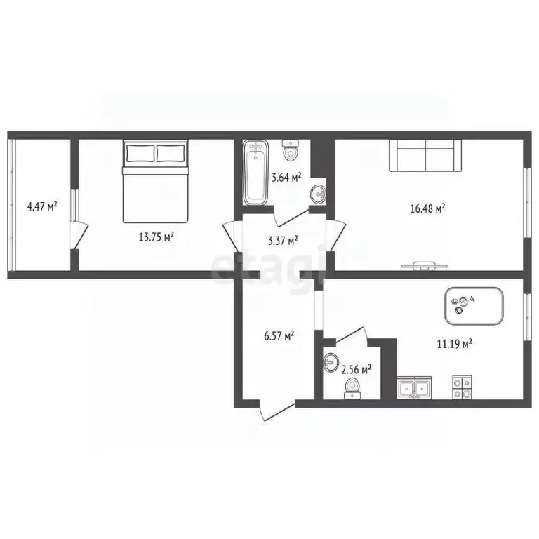 2-к кв. Оренбургская область, Оренбург просп. Победы, 151 (60.2 м) - Фото 2