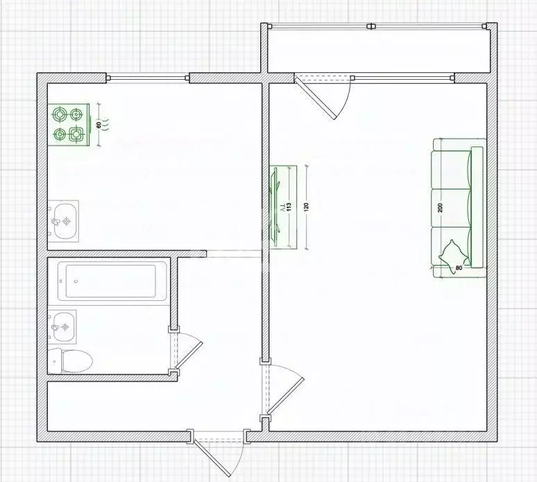 1-к кв. Омская область, Омск ул. 24-я Северная, 172А (30.0 м) - Фото 2