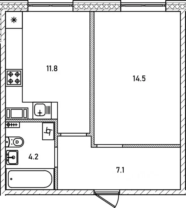 1-к кв. Новгородская область, Великий Новгород 6-й кв-л,  (37.4 м) - Фото 1