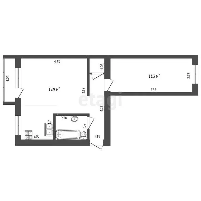 2-комнатная квартира: Новокузнецк, улица Орджоникидзе, 36 (42.3 м) - Фото 0