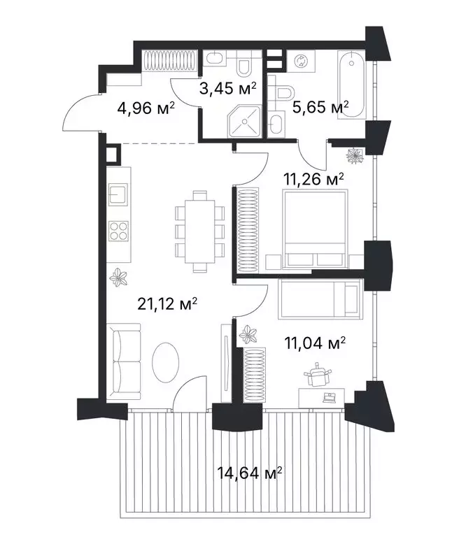 2-комнатная квартира: Москва, ЖК Первый Нагатинский, 1.3 (59.4 м) - Фото 1