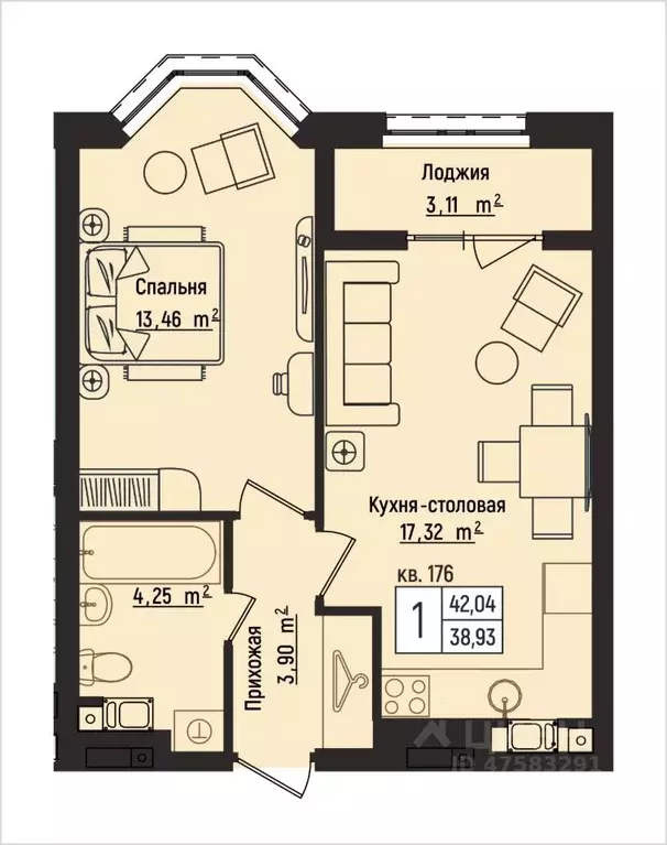 1-к кв. Нижегородская область, Нижний Новгород Литературная ул., 5 ... - Фото 1
