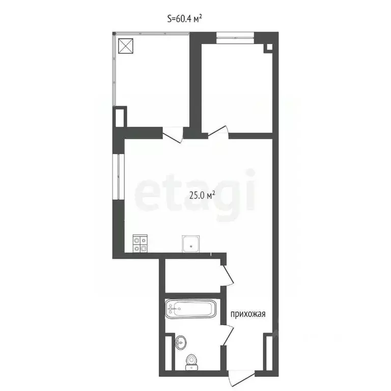 2-к кв. Тюменская область, Тюмень ул. Сакко, 24 (63.0 м) - Фото 2