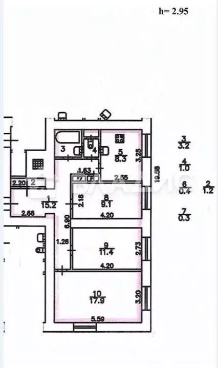 3-к кв. Санкт-Петербург ул. Белоусова, 6/42 (68.0 м) - Фото 1