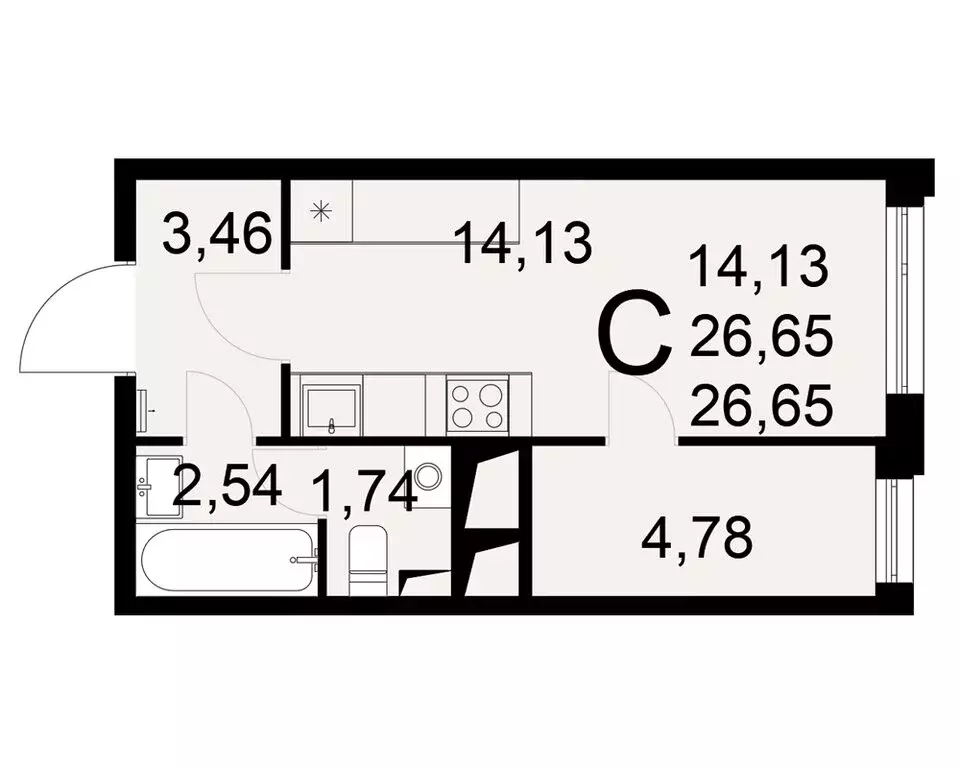 Квартира-студия: Тула, Одоевское шоссе, 73 (26.65 м) - Фото 0