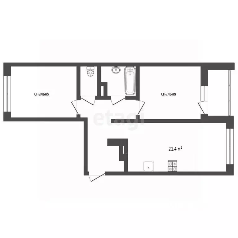2-к кв. Тюменская область, Тюменский муниципальный округ, д. Патрушева ... - Фото 2